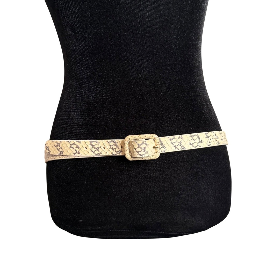 J.Crew Textured Skinny Leather Belt Women M Snakeskin Animal Print Office Preppy